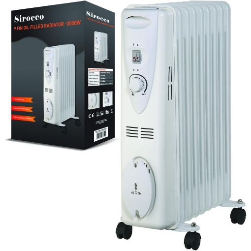 Picture of Sirocco 9 Fin Oil Filled Radiator - 2kw