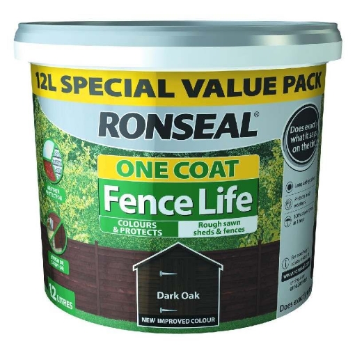 Picture of Ronseal Paint One Coat Fencelife Dark Oak 12L