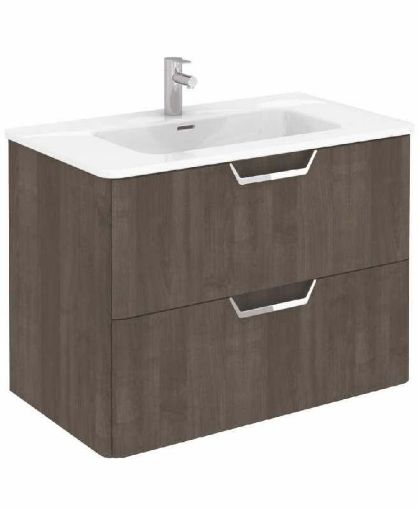 Picture of Sonas Lyon Wall Hung Vanity Unit Samara Ash 800 x 460mm 2 Drawer, Soft Close