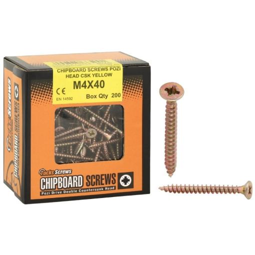 Picture of M5x40 Yellow Pozi Chipboard Screw 200 Box Ft