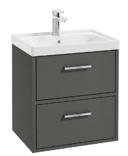 Picture of Finland Dolphin Grey Matt 500Mm Wall Hung Vanity Unit- Brushed Chrome Handles