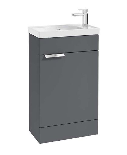 Picture of Stockholm 50cm Floor Standing Cloakroom Unit Chrome Handle Matt Midnight Grey