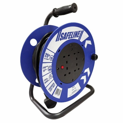Picture of Safeline 25Mt X 240V 13A 2.5 Sq  Blue Cable Reel