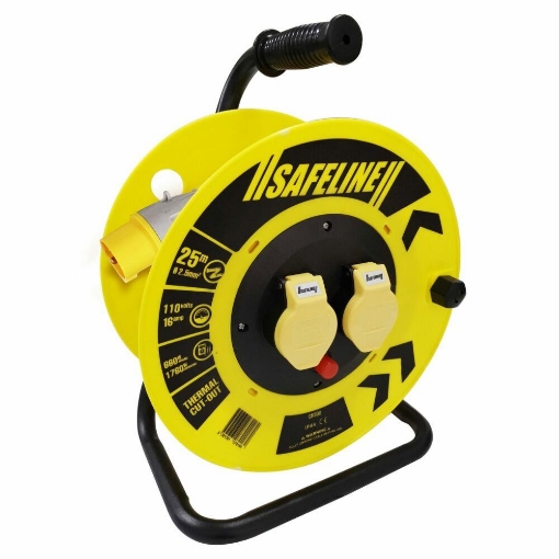 Picture of Safeline 25Mt X 110V X 16A  2.5 Sq Yellow Cable Reel