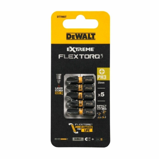 Picture of Dewalt Impact Torsion Bits PH3 x 25mm (Pack 5)