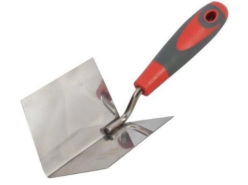 Picture of Faithfull Soft Grip Corner Trowel Stainless Steel 4X3X3 int