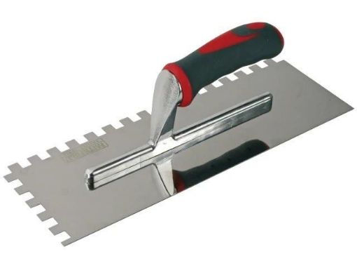 Picture of Faithfull Soft Grip Notched Trowel Stainless Steel 13X4.1/2in