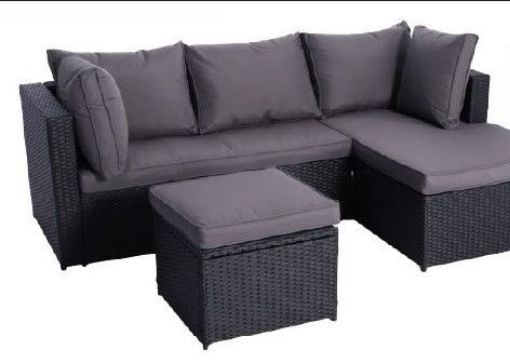 Picture of Garden Wicker Rattan Style Dark Grey sofa set 