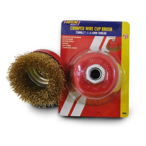 Picture of Safeline 3"  M14 X 2.0 Crimped Cup Wire Brush 41/2 Grinder