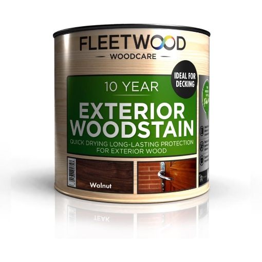 Picture of Fleetwood 1L 10 Year Exterior Woodstain Water Based Walnut