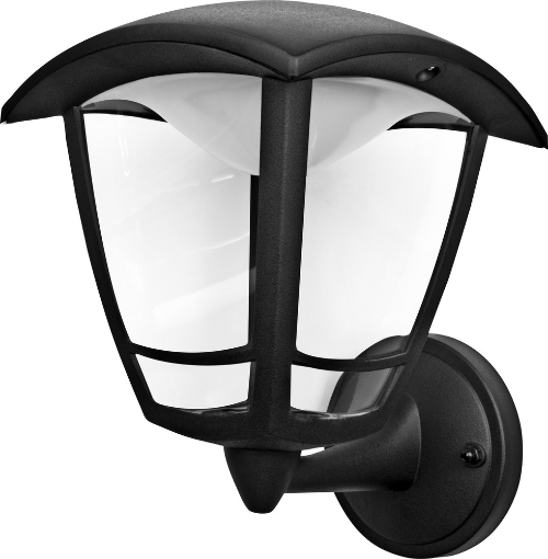 Picture of Luceco Exterior Led Coach Lantern 4 Panel Bottom Arm 640Lm 8W 4000K IP44 Black Non-PIR
