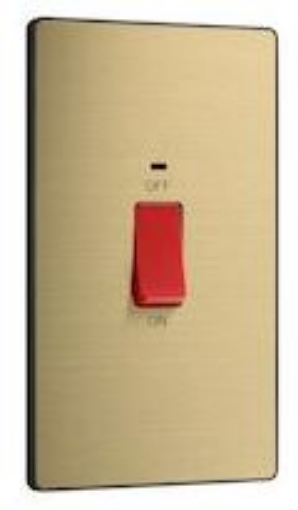 Picture of BG Evolve Rectangular CCU 45A 2 Pole Large Plate LED Switch Satin Brass