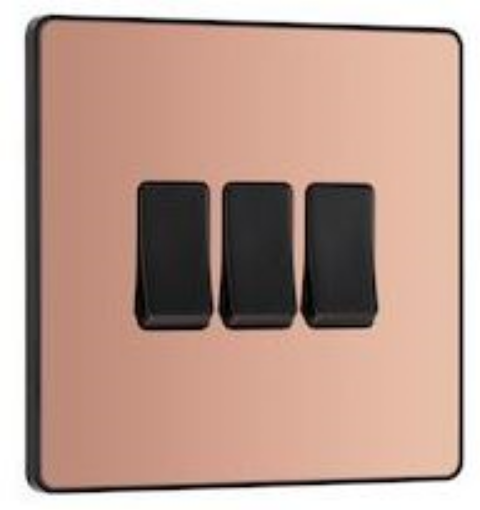 Picture of BG Evolve 20A 16AX 3G 2 Way Light Switch Polished Copper