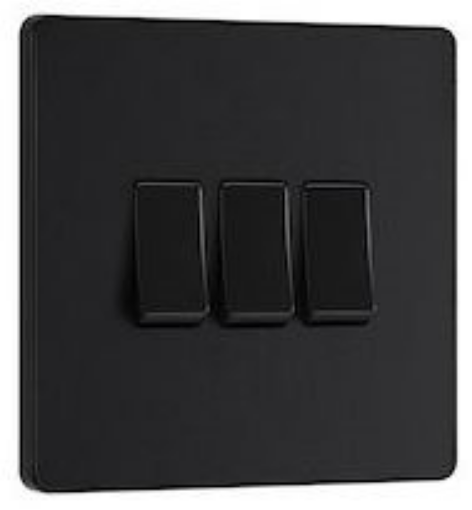 Picture of BG Evolve 20A 16AX 3G 2 Way Light Switch Matt Black