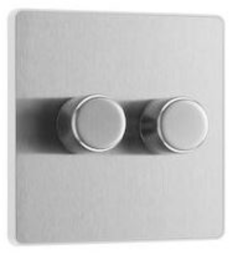Picture of BG Evolve 2 Gang 2 Way Push Dimmer 200W Trailing Edge Brushed Steel