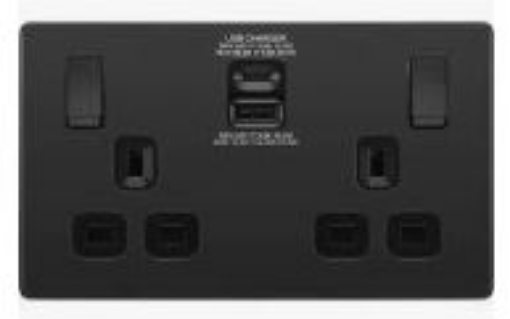 Picture of BG Evolve 13A 2 Gang Switched Socket With USB A+C (30W) Black Chrome