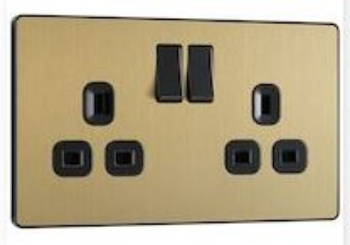 Picture of BG Evolve 13A 2 Gang Switched Socket Satin Brass