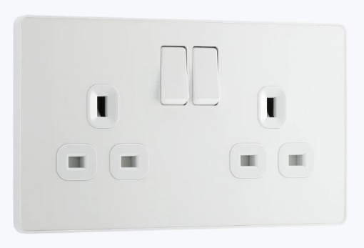 Picture of BG Evolve 13A 2 Gang Switched Socket Pearlescent White