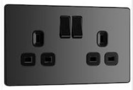 Picture of BG Evolve 13A 2 Gang Switched Socket Black Chrome