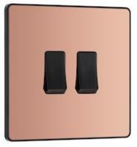 Picture of BG Evolve 20A 16AX 2 Gang 2 Way Light Switch Polished Copper