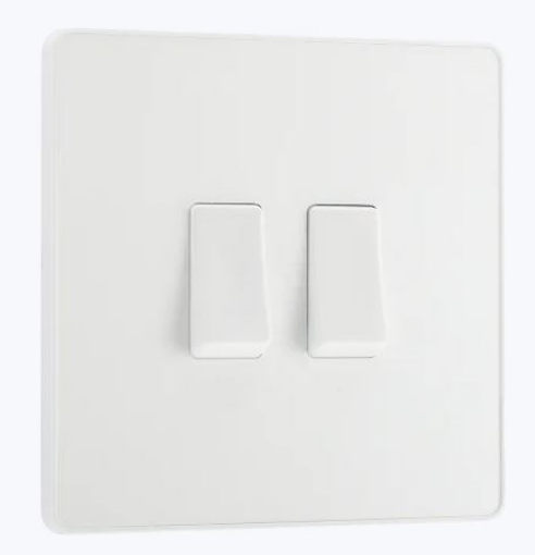 Picture of BG Evolve 20A 16AX 2 Gang 2 Way Light Switch Pearlescent White