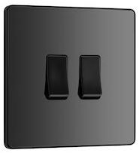 Picture of BG Evolve 20A 16AX 2 Gang 2 Way Light Switch Black Chrome