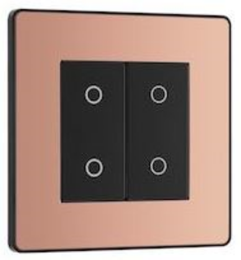 Picture of BG Evolve 2 Gang Single Touch Dimmer Switch SEC 2 Way Polished Copper