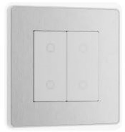Picture of BG Evolve 2 Gang Single Touch Dimmer Switch SEC 2 Way Brushed Steel