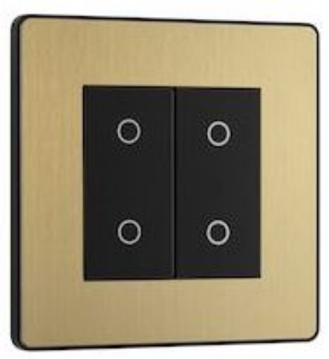 Picture of BG Evolve 2 Gang Single Touch Dimmer Switch MST 2 Way Satin Brass