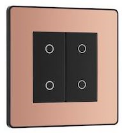 Picture of BG Evolve 2 Gang Single Touch Dimmer Switch MST 2 Way Polished Copper