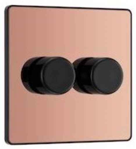 Picture of BG Evolve 2 Gang 2 Way Push Dimmer 200W Trailing Edge Polished Copper