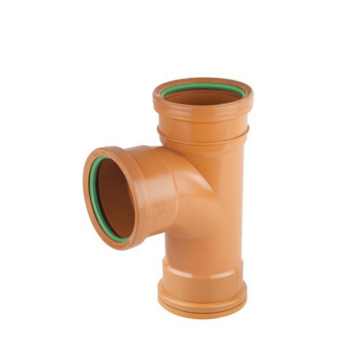 Picture of Wavin Sewer D/S Tee Branch 90° 110mm 3 Collar