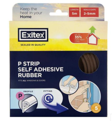 Picture of Exitex P-Strip Self Adhesive Brown 5Mtr