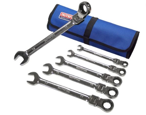 Picture of Faithfull Ratchet Combination Spanner Set in Tool Roll, 6 Piece