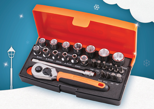 Picture of Bahco 1/4in Drive Socket Set- 25 Piece