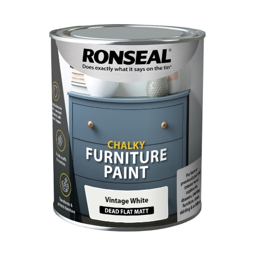 Picture of Ronseal Chalk Paint Vintage White 750ml