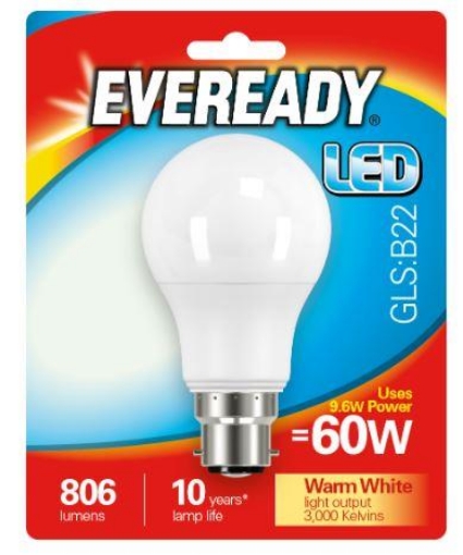 Picture of Eveready 9.6W 60W B22 Led Gls 806 Lumens 1825-28