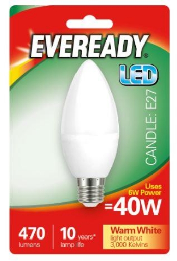 Picture of Eveready 6W 40W E27 Led Candle 470 Lumens 1826-20