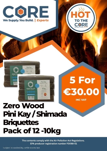 Picture of Zero Wood Pini Kay / Shimada Briquettes Pack of 12 -10kg ** 5 for €30.00**