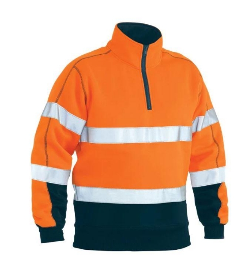 Picture of Bisley Hi Vis Quarter Zip Orange / Navy Small
