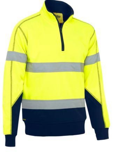 Picture of Bisley Hi Vis Quarter Zip Yellow / Navy Ex Large