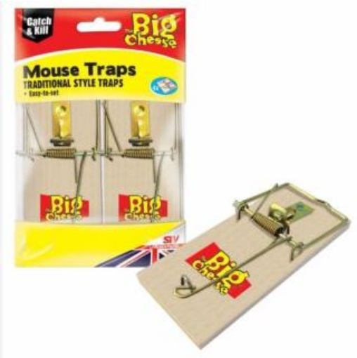 Picture of The Big Cheese Catch & Kill Wooden Mouse Trap 4 Pack