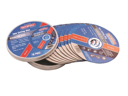 Picture of Faithfull 10 Piece 115mm INOX Cut Off Wheels