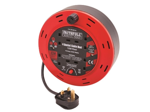 Picture of Faithfull 10m 10A Cable Reel (4 Sockets)