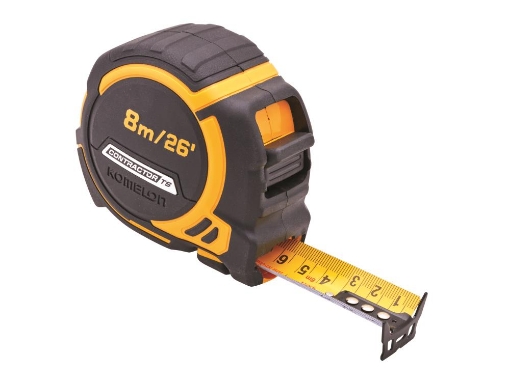 Picture of Komelon 8m (26ft) Contractors Tape with FREE Belt Clip
