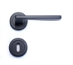 Picture of Sonnato Genoa Matt Black Lever On Rose WC Lockset Incl Handles, Lock & 2 Hinges