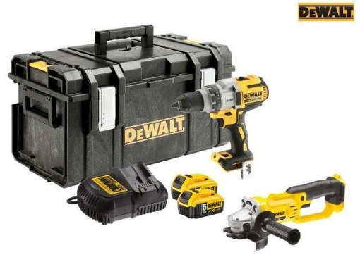 Picture of Dewalt DCK383 18V 3 Piece Kit Includes Combi & Impact Drill & Grinder 2 x 5.0Ah Li-ion