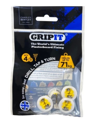 Picture of Gripit 15mm Yellow Fixing Pack of 4