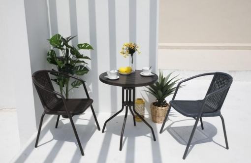 Picture of Euroactive 2 Seater Slate Grey Rattan Effect Balcony Set