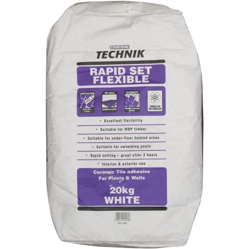 Picture of Bostik Technik Rapid Set Flexi White Tile Adhesive 20Kg (Purple Bag)